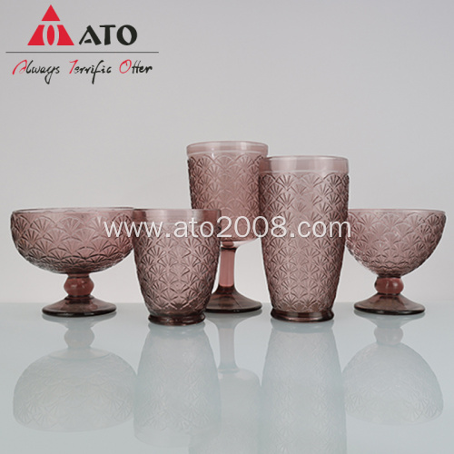 Pressed Wine Glass Engraved Colored Wine Glass Set